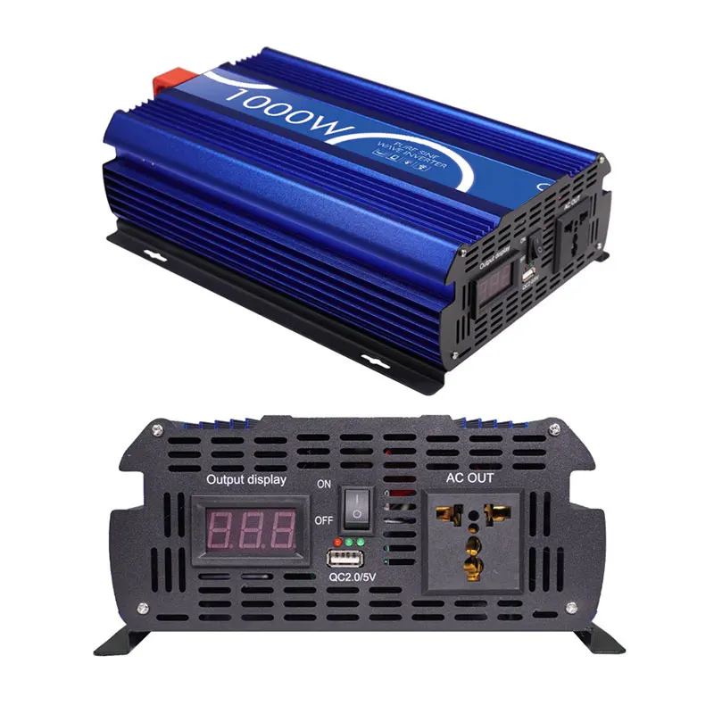Inverter a onda sinusoidale pura da 1000W/1500W da 12V/24V a 220V/110V Inverter universale per sistema solare per veicoli intelligenti a piena potenza