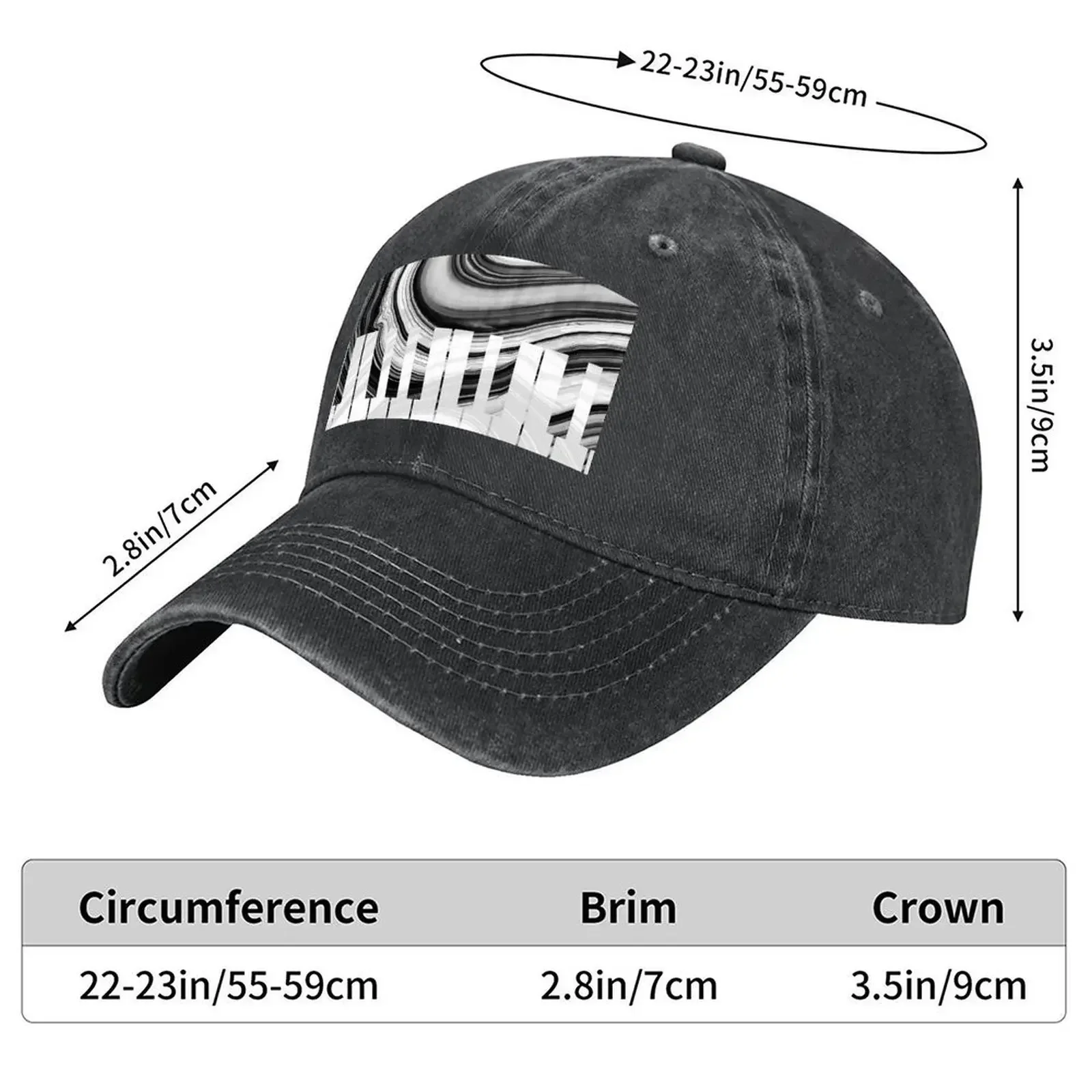New Marbled Music Art - Piano Keys - Sharon Cummings Baseball Cap men's big size hat Sun Cap Fishing cap Caps Male Women's