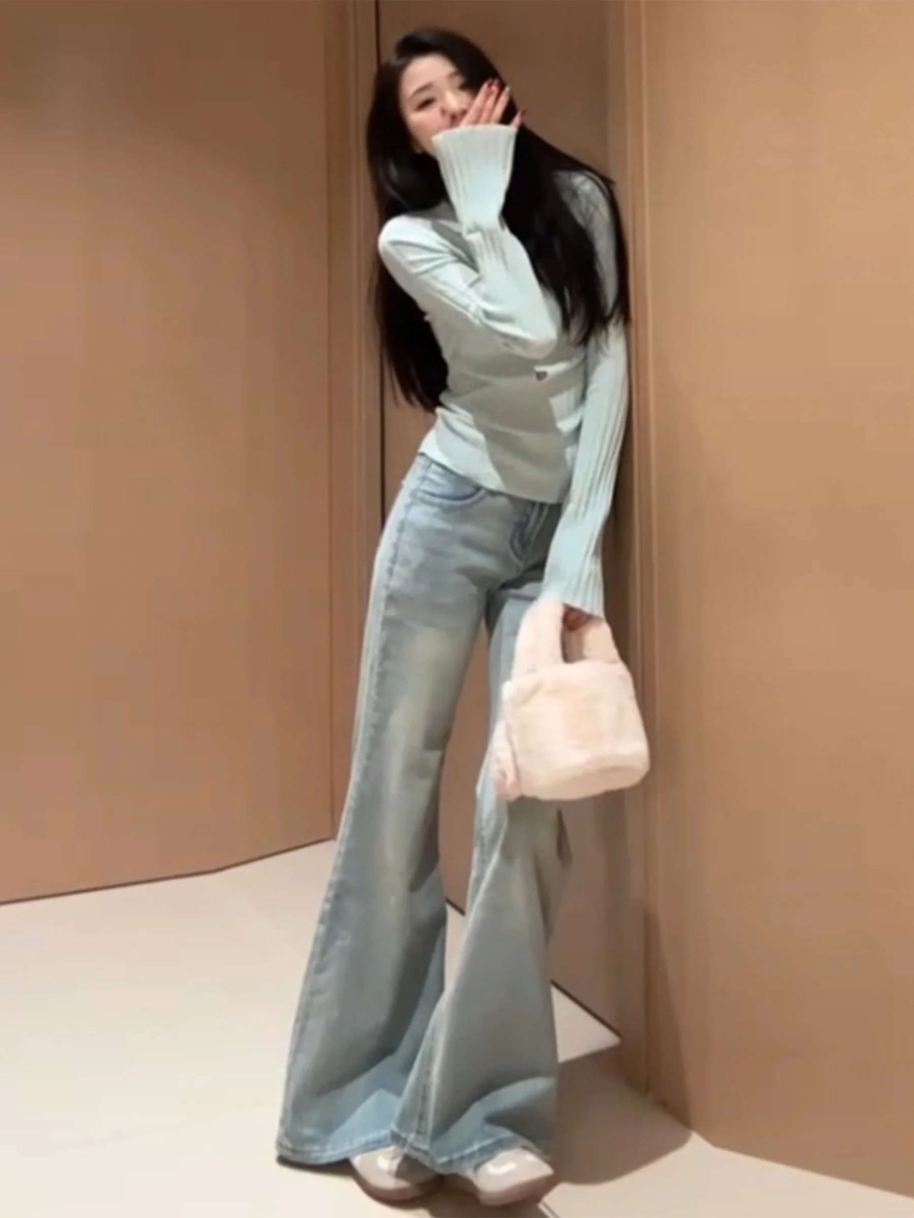 

Женские летние джинсы-клеш с низкой посадкой, утягивающие, в американском стиле, повседневные, с высокой талией, с карманами