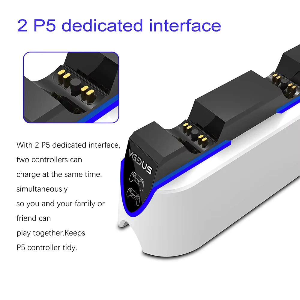 ที่ชาร์จความเร็วสูงคู่สำหรับคอนโทรลเลอร์ไร้สายสำหรับ PS5แท่นชาร์จ USB 3.1 Type-C แท่นชาร์จสำหรับเกมแพดจอยสติ๊ก PlayStation5 Sony