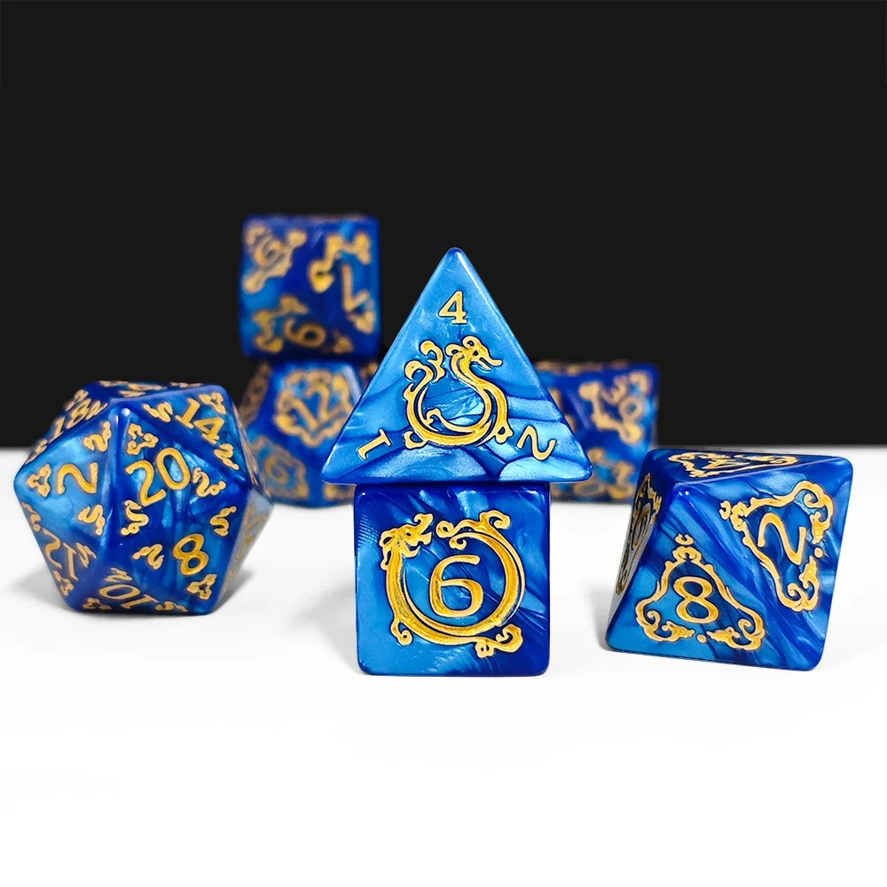 DND النرد 7 قطعة/المجموعة التنين نمط النردات متعددة السطوح لعب الأدوار D & D TRPG مجلس لعبة النرد كهدية الترفيه الملحقات #4