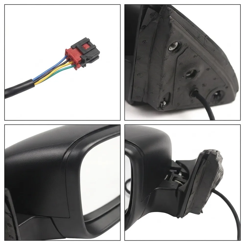 For JATTA MK6 2011 2012 2013 2014 2015 2016 2017 2018 LHD Right Side Mirror Assembly 6 Pin 5C7857508B ABS Black 12V