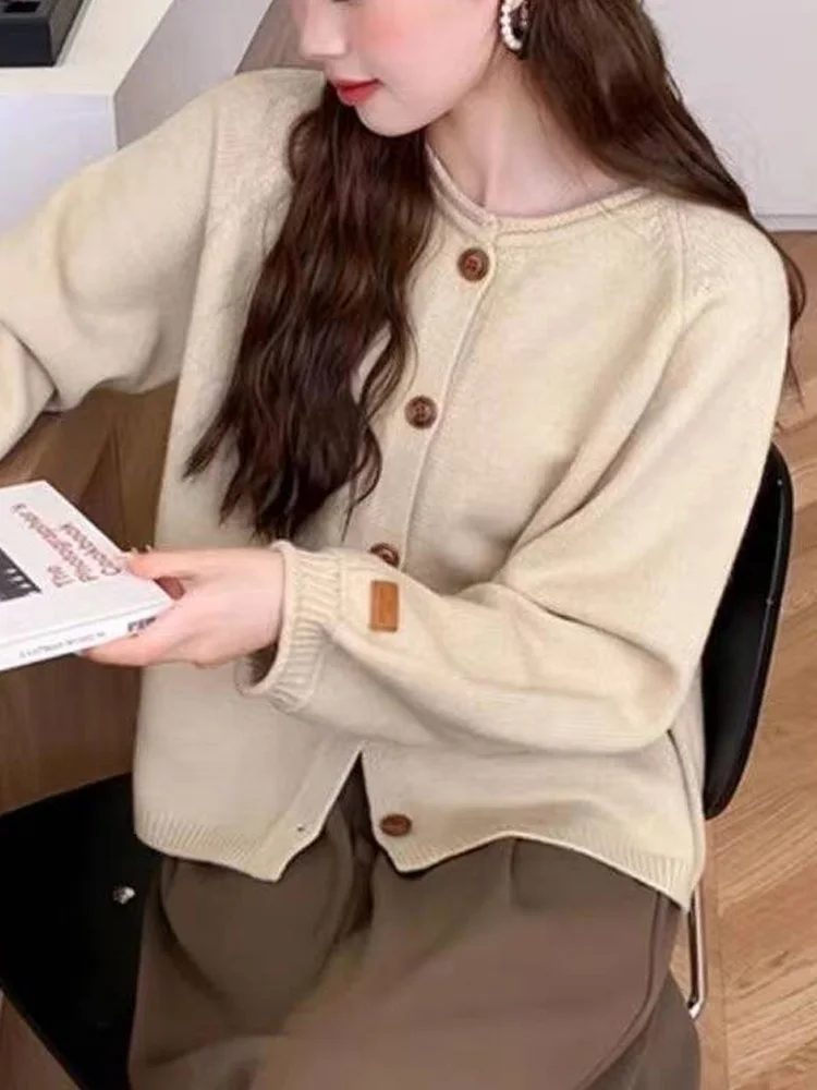 New Fashion Long Sleeve Women Sweater Coat Autumn Winter Single Breasted Knitted Cardigan Sweaters Office Lady Winter Clothes