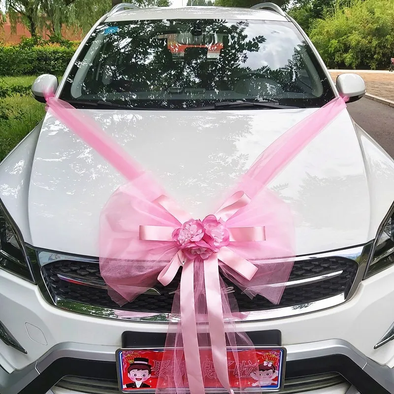 

1 Set Wedding Car Decoration Artificial Pull Flower Door Handle Bow Knot Ribbons Silk Flower Party Festival Decor Supplies