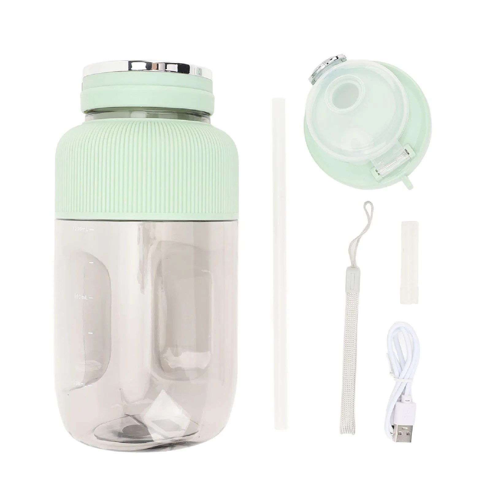 كوب خلاط كهربائي محمول 18000 دورة في الدقيقة عصارة لاسلكية 1200 مل للاستخدام الخارجي يجعل العصائر والمخفوقة