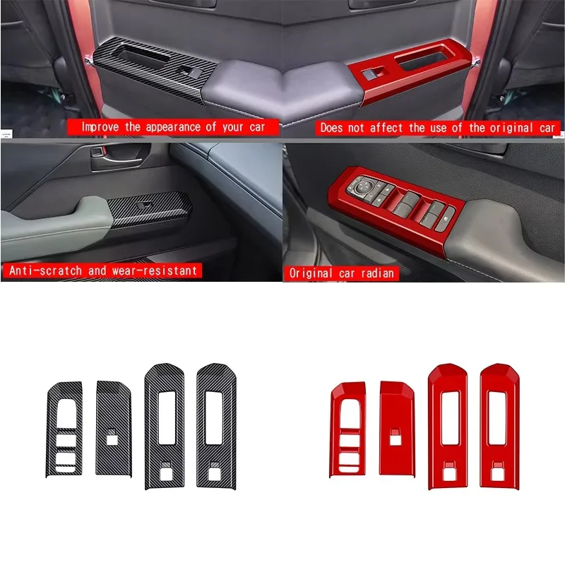 BOMP RHD For toyota HILUX 2026 2027Car ABS Carbon Fiber Window Glass Lift Button Switch Cover Trim Interior Accessories