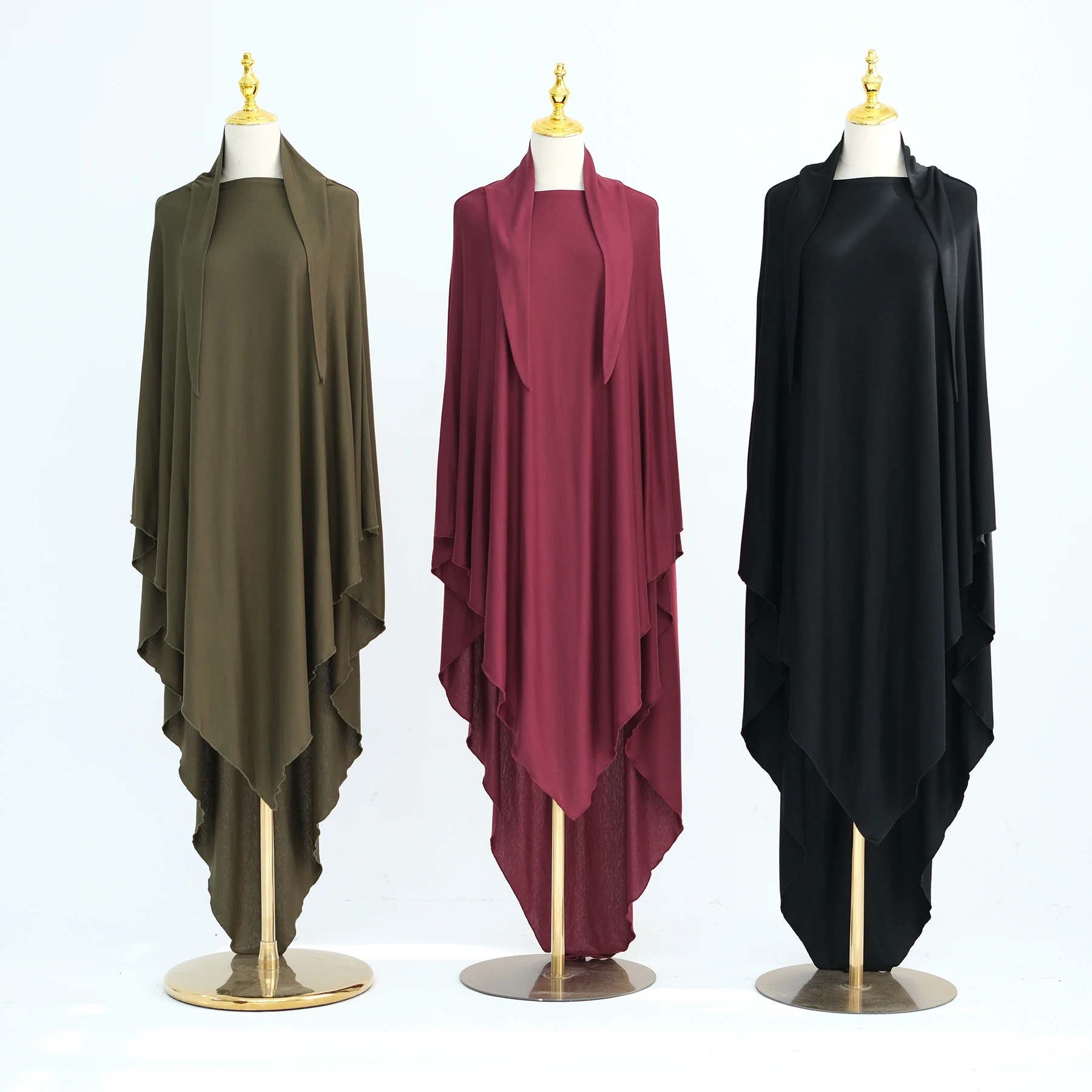 Jersey de algodón Khimar mujeres musulmanas bufanda Hijab larga Eid Djellaba Ramadán Islam ropa de oración Burqa Niqab Abaya bata nueva