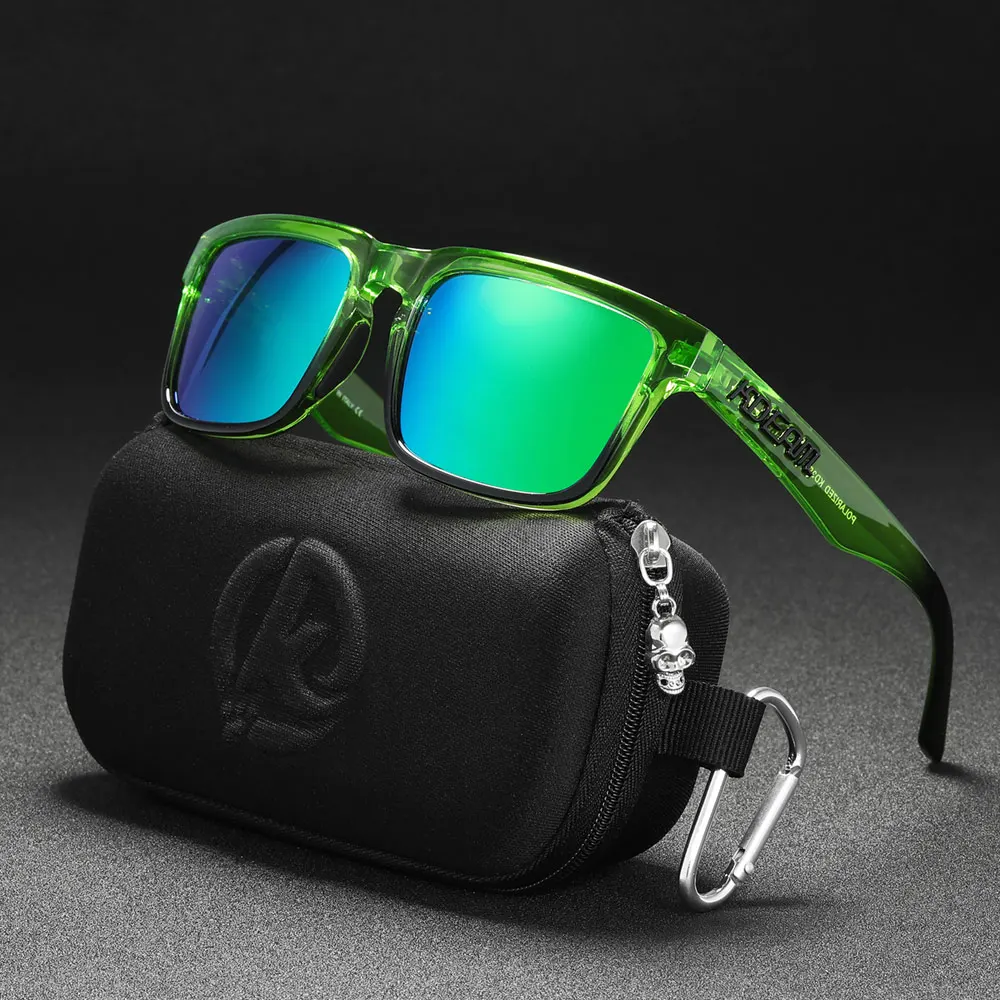 Neue hochwertige quadratische Sonnenbrille für Herren der Marke KDEAM, farbige Sport-Polarisations-Sonnenbrille mit reflektierender Beschichtung und verspiegelten Gläsern – Detail 13