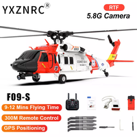 YXZNRC F09-S 2.4G 6CH Gyro GPS Optical Flow Positioning 5.8G FPV Camera Dual Brushless Motor 1:47 Flybarless RC Helicopter