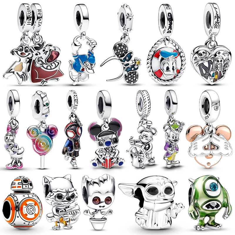 

925 Silver Disney New Donald Duck Pendants Charm Beads Fits Original Bracelet Bangle Necklace For Women Luxury DIY Jewelry Gifts