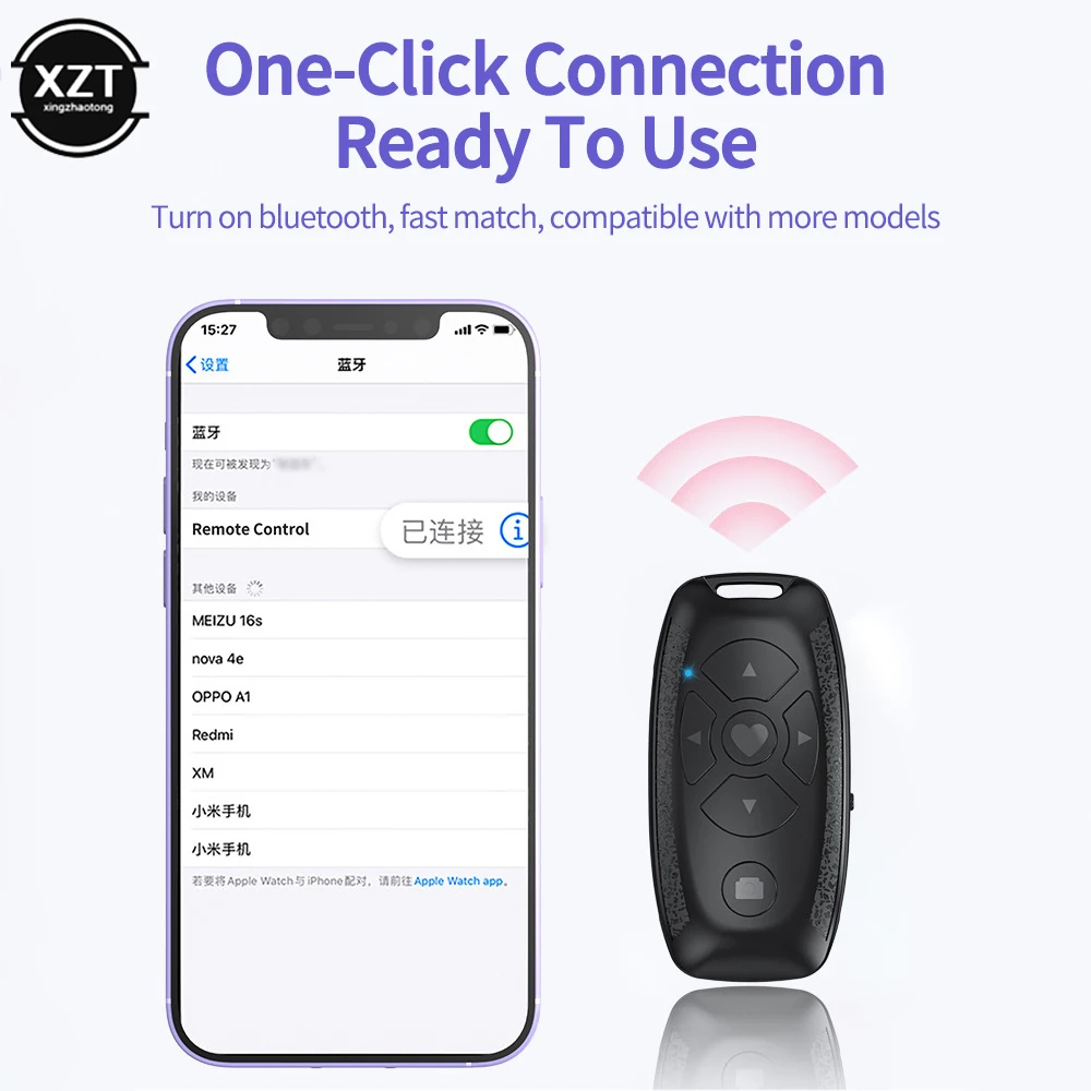 Universal Mobile Phone Selfie Camera Shutter Bluetooth-compatible Remote Control Button Buit-in Battery Rechargeable Controller