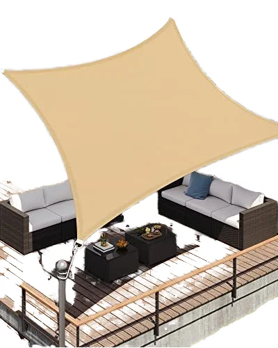 185 GSM UV Blocking Sunshade Sails Commercial Rectangular Outdoor Coverings Backyard Pergola 3x3m Braided HDPE Material