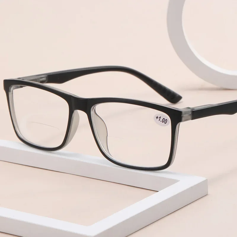 Retro Square Large Frame High-end Middle-aged and Elderly People Near and Far Dual-purpose Reading Glasses HD Reading Glasses