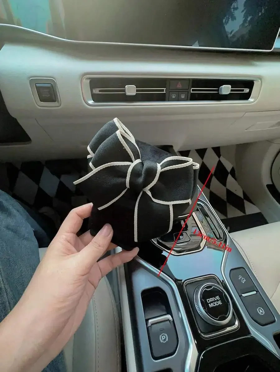 

Plush Car Gear Shift Cover With Bow Decor Interior Accessory For Women