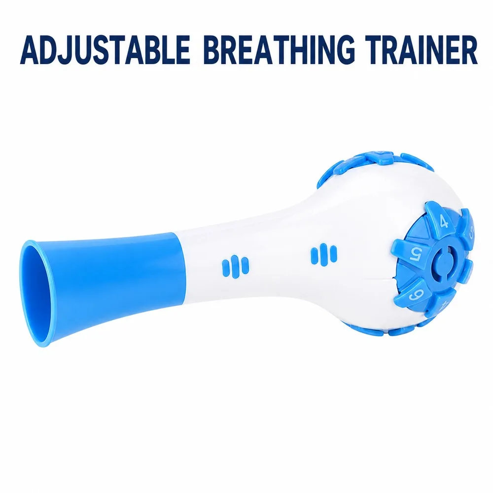 Adjustable Breathing Muscle Trainer Dual Resistance Inhale Exhale Exercise Device Washable Mouthpiece for Home Fitness