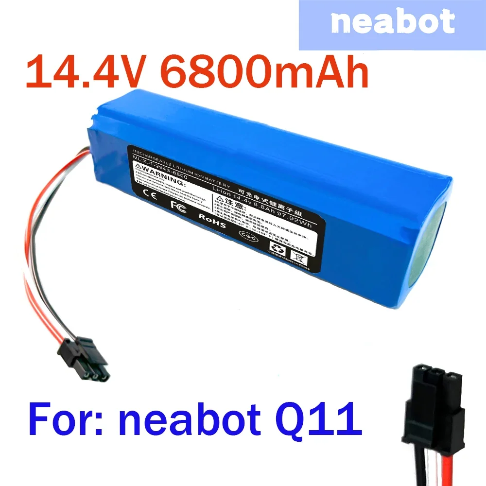 오리지널 충전식 리튬 이온 배터리, Neabot 로봇 진공 청소기 Q11 용, 14.4V, 6800mAh 