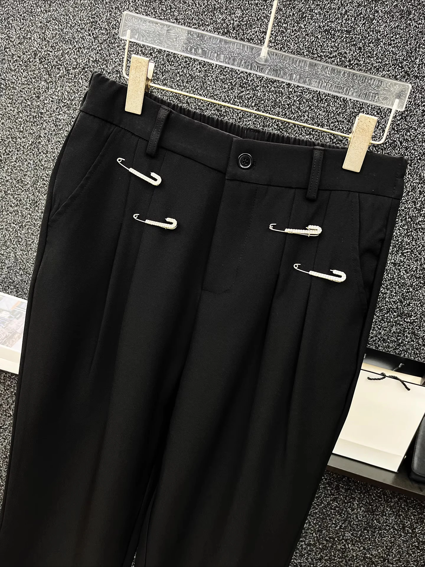 High-end Metal Pin Decorative Suit Pants Men's 2025 Autumn New Fashion Loose Trousers Trendy Versatile Chic Micro Flared Pants