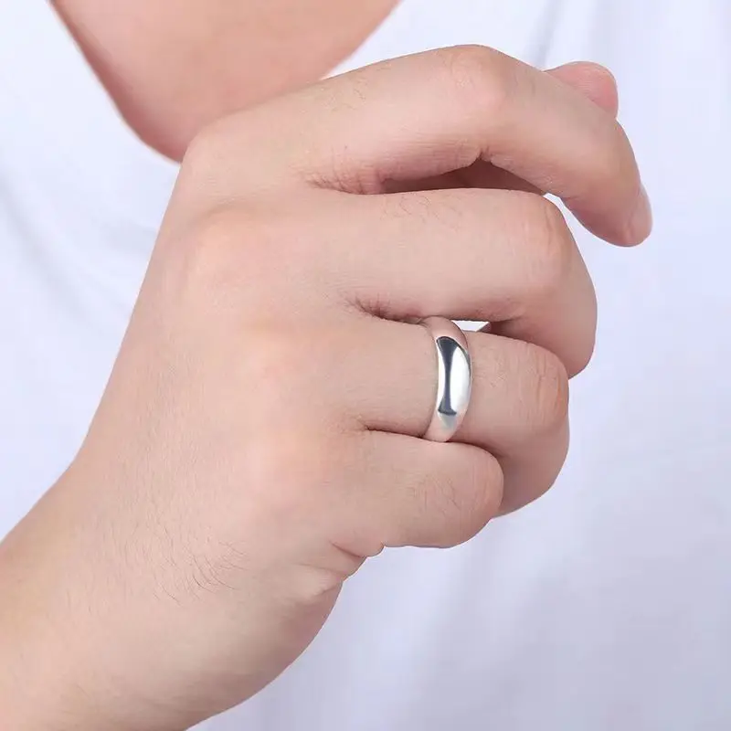 Buyee 925 Sterling Silver Couples Ring Elegant Can Engrave Name & Date Open Ring for Women Men Classic Fine Jewelry Circle - Image 6