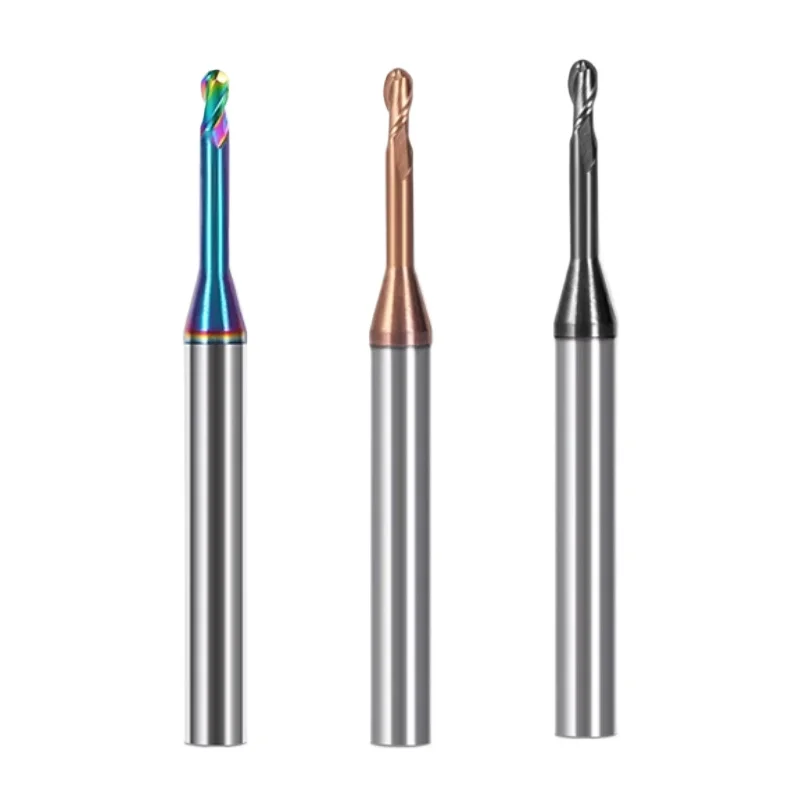HRC62 Long Neck 2-edge Ball End Milling Cutter, CNC Deep Groove Milling Cutter Made of Hard Alloy for Steel/aluminum, R0.5 R1.0
