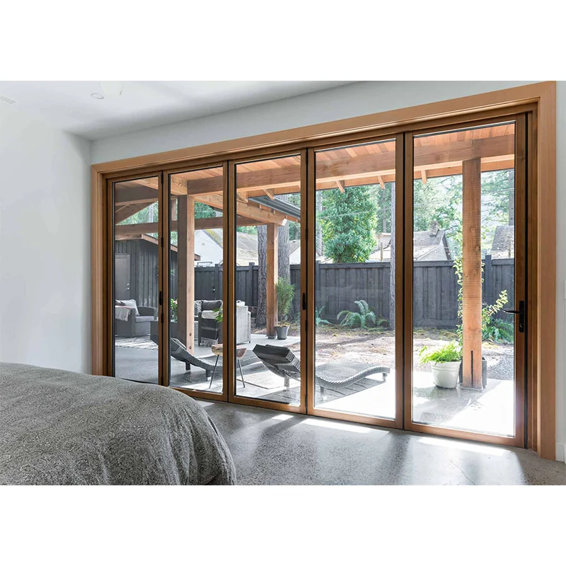 Waterproof White Sliding Aluminium Doors, Modern Aluminum Folding Door, Tempered Glass Aluminium Bifold Doors