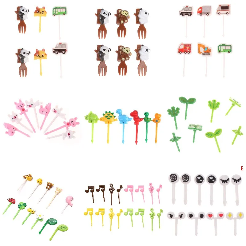 Kat Paw Auto Kikker Mini Fruit Vork Voor Kinderen Cartoon Kinderen Snack Cake Dessert Fruit Pick Tandenstoker Bento Lunches party