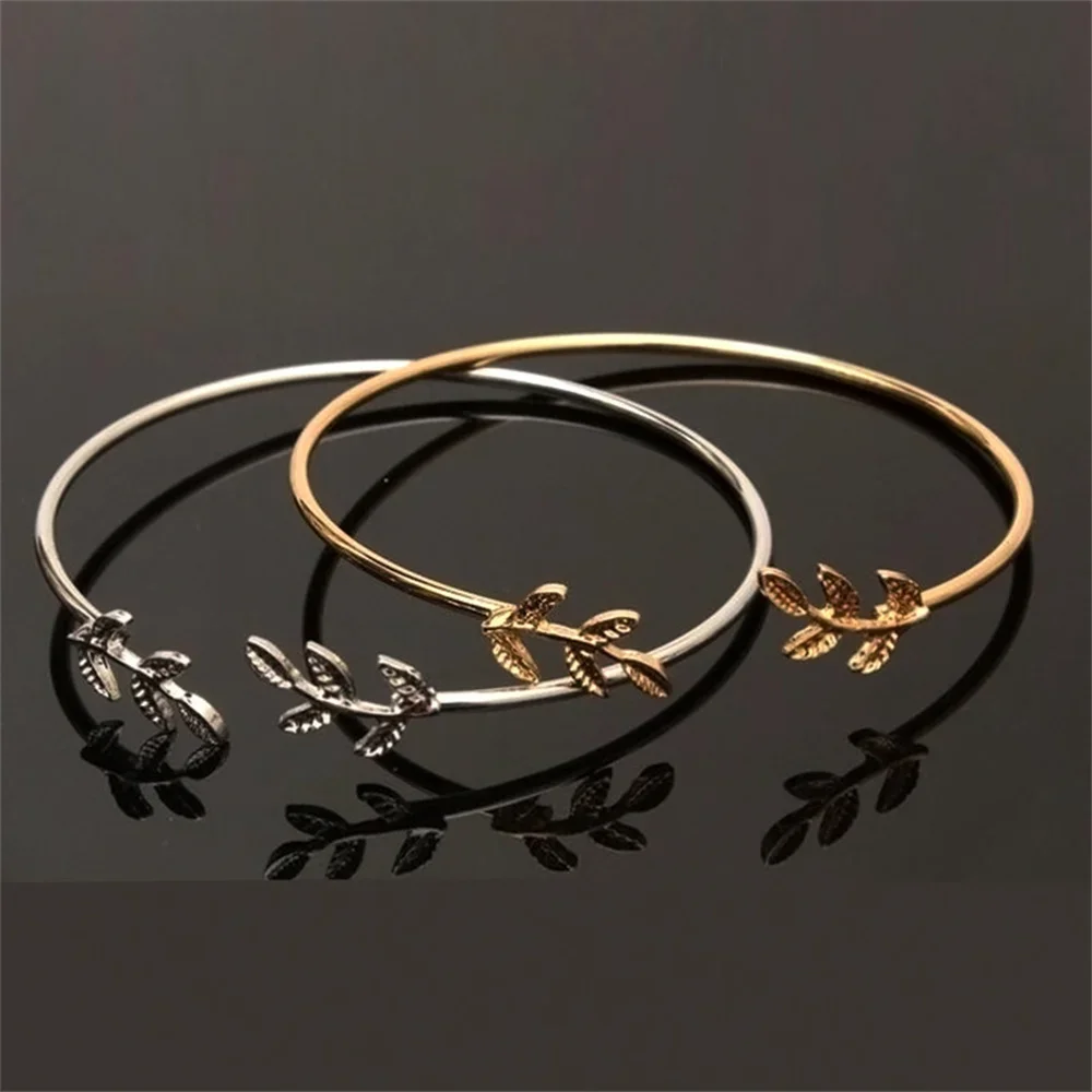 Simple Leaf Opening Bracelet for Daily Casual Jewelry Wholesale Suitable for The Public To Wear Cute Hip Hop Bangle Bracelet