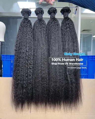 12A Kinky Straight Bundles 20 22 24 Human Hair Bundles 100% Human Hair Quality 12A Brazilian Raw Hair Bundles 100% Human Hair