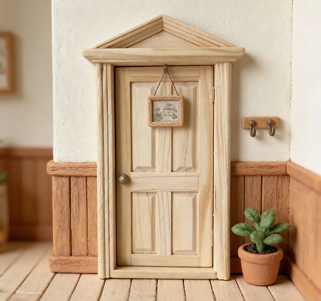 

2 шт. двери для кукольного домика в масштабе 1:12 | Деревянная арочная дверь с четырьмя панелями | Миниатюрный кукольный домик Blythe с открывающимися дверями для самостоятельной сборки