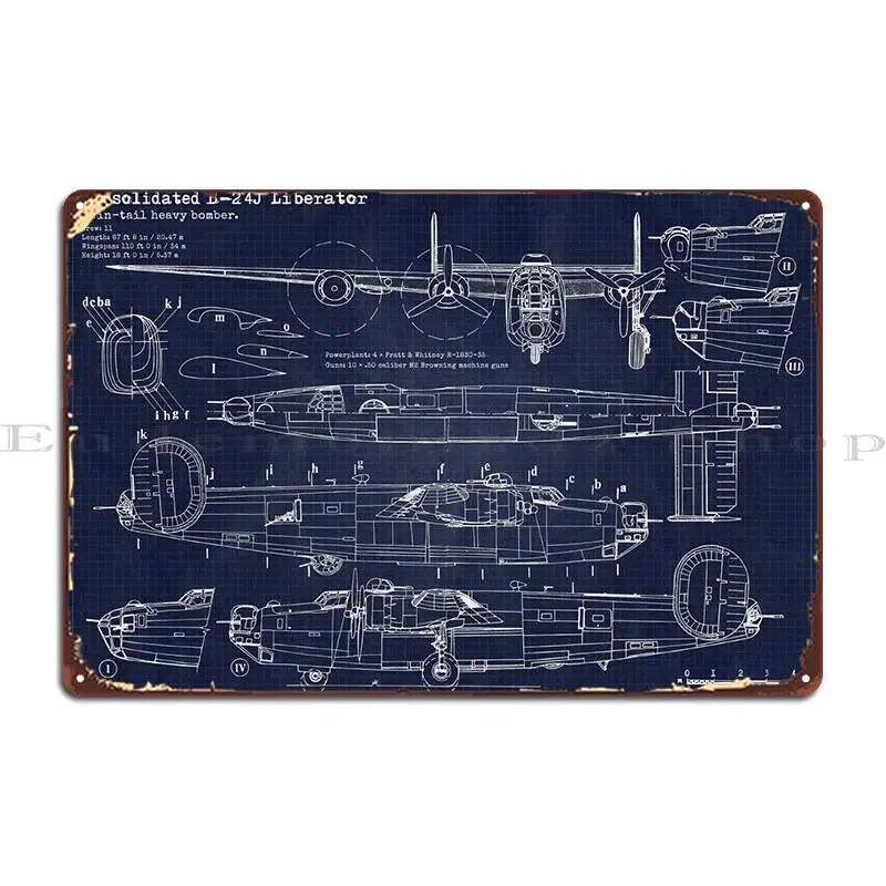 B24j Liberator Blueprint Metal Signs Funny Party Wall Decor Create Wall Plaque Tin Sign Poster