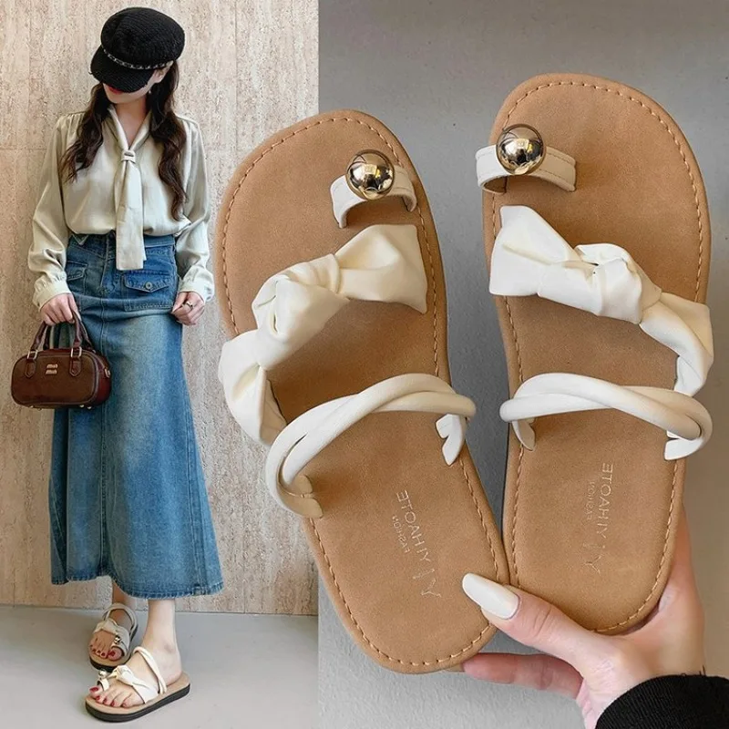 

Womens Summer New Flat Non-slip PU Waterproof Womens Shoes Outdoor Casual Comfortable Beach Dress Womens Slippers Large Size 43
