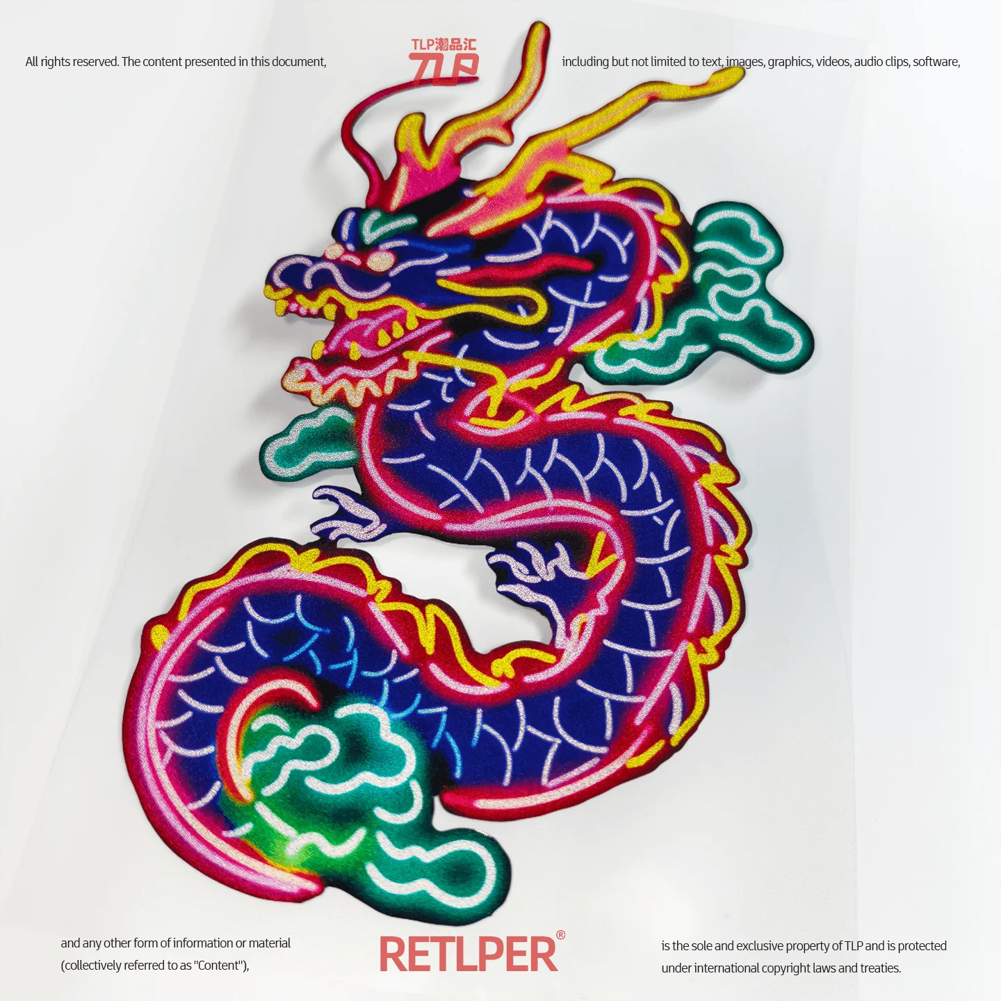 Retlper Hollow-Out Car Sticker Original Chinese Auspicious Dragon Neon Style Dragon Year New Year Lucky Decal for Cars and Motos