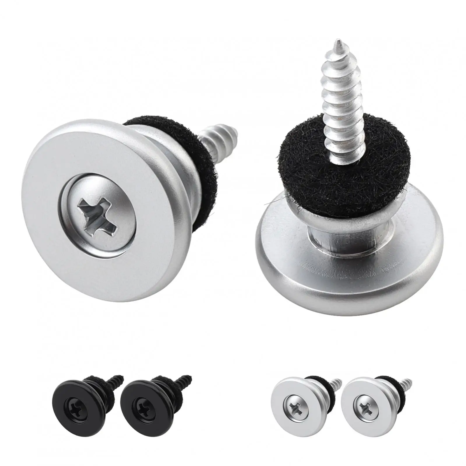 2 pcs Widen Anti Slip Metal Strap Buttons for Electric Acoustic Guitars / Bass / Ukulele, Big Flat Head Guitar End Pins