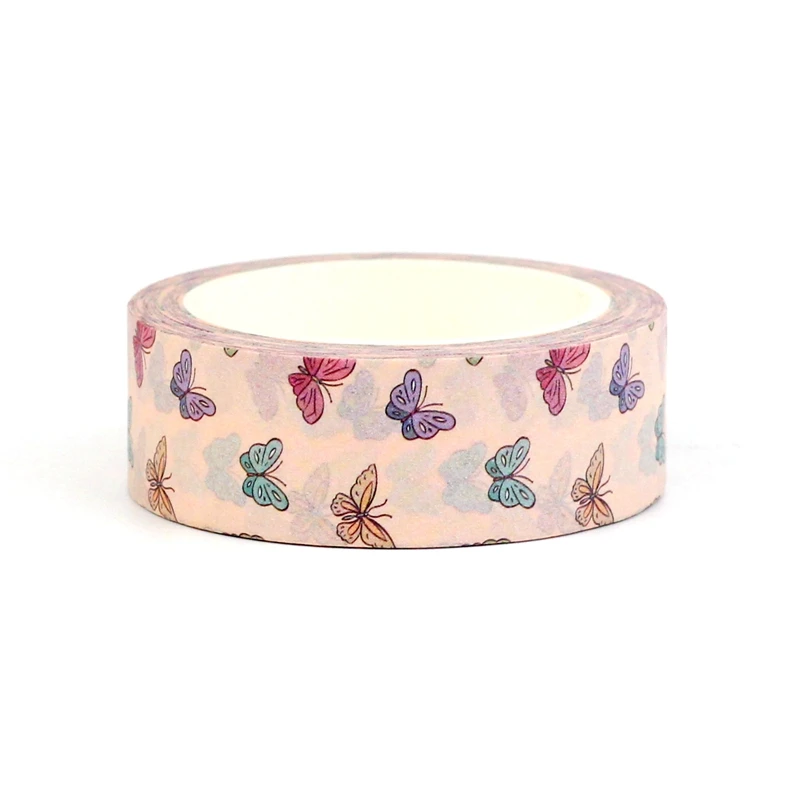 2023 NEW 1X 10M Decorative Neutral Beige Colorful Butterfly Paper Washi Tape for Planner Adhesive Masking Tape Kawaii Papeleria