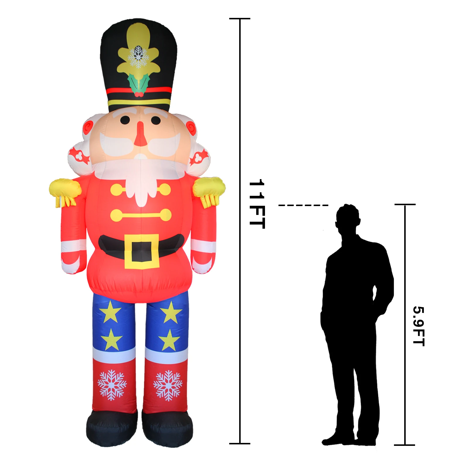 GOODENY 1PCS 330 CM the Red Nutcracker PVC LED Inflatable Bouncer Christmas Toy Festival Party Decoration for Adults or Children