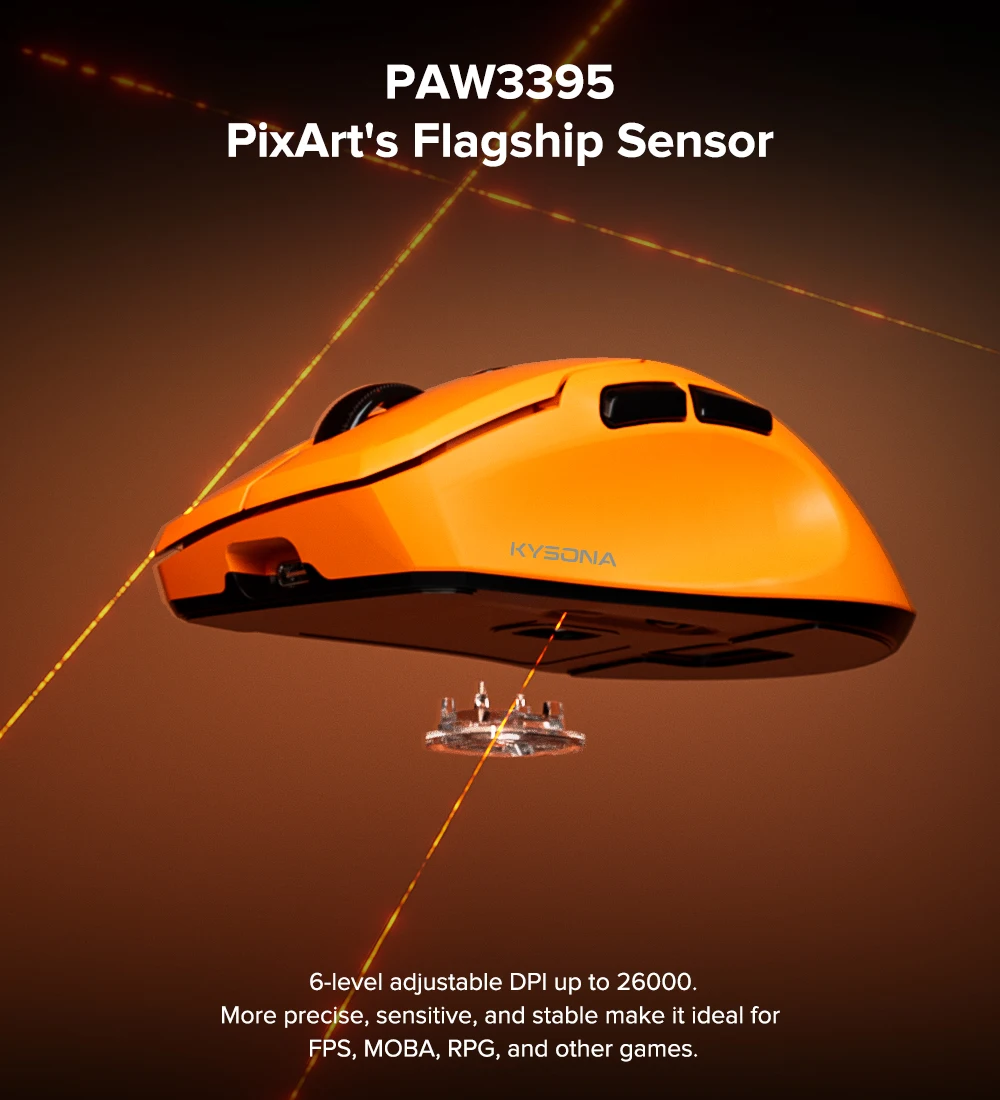 KYSONA Uranus Pro Lightweight Wireless Gaming Mouse - 26000 DPI