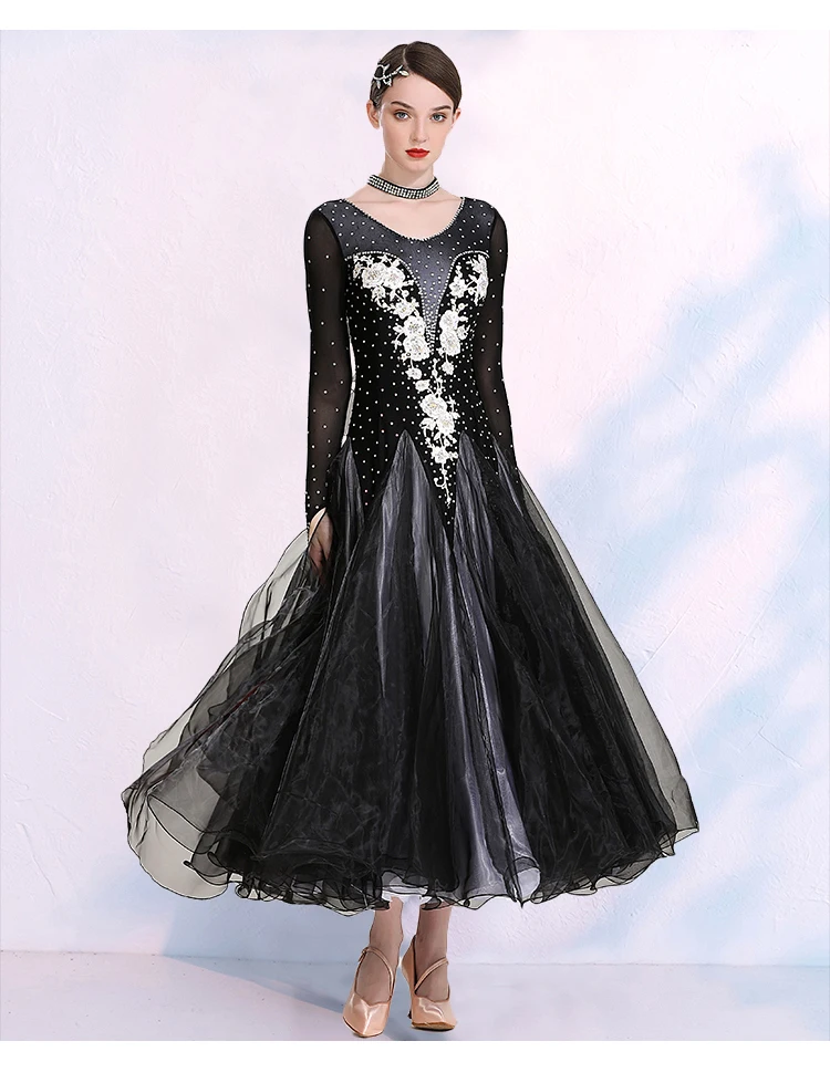 Customized Women's Adult Latin Standard Dance Jazz Modern Dance Costume Evening Party Advanced Dress Waltz Competition  Dress