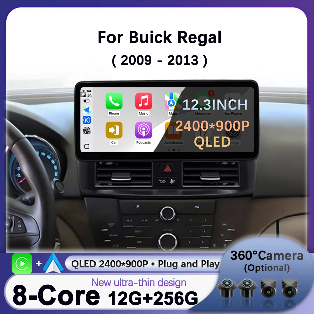 Wireless CarPlay For Buick Regal 2009-2013 Android16 Navigation GPS Car Multimedia Player DSP Stereo 4G WiFi QLED Screen 12.3