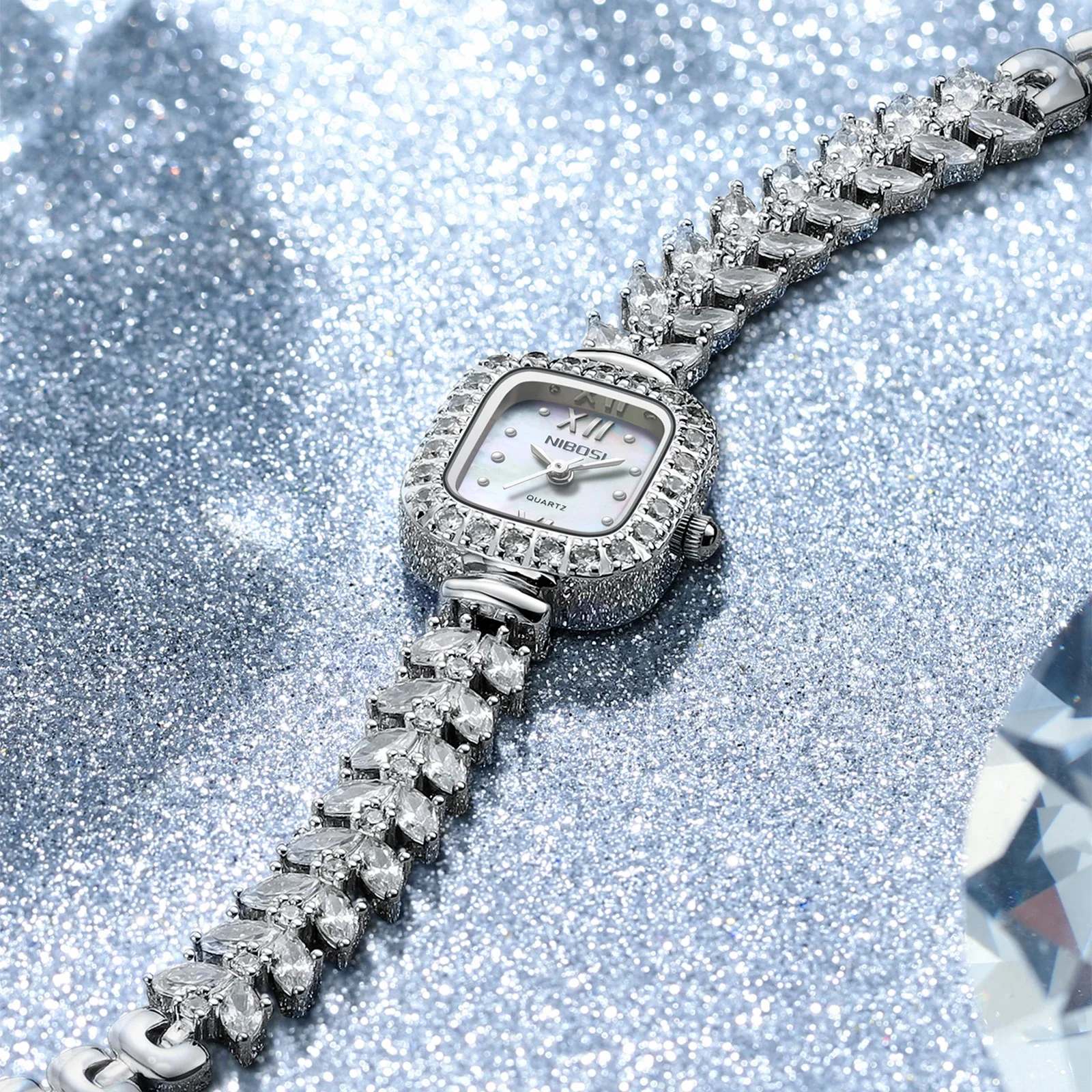 NIBOSI Orologi da donna di lusso Orologio al quarzo quadrato di moda Orologio da donna casual Orologio da donna con diamanti da lavoro Relogio Feminino