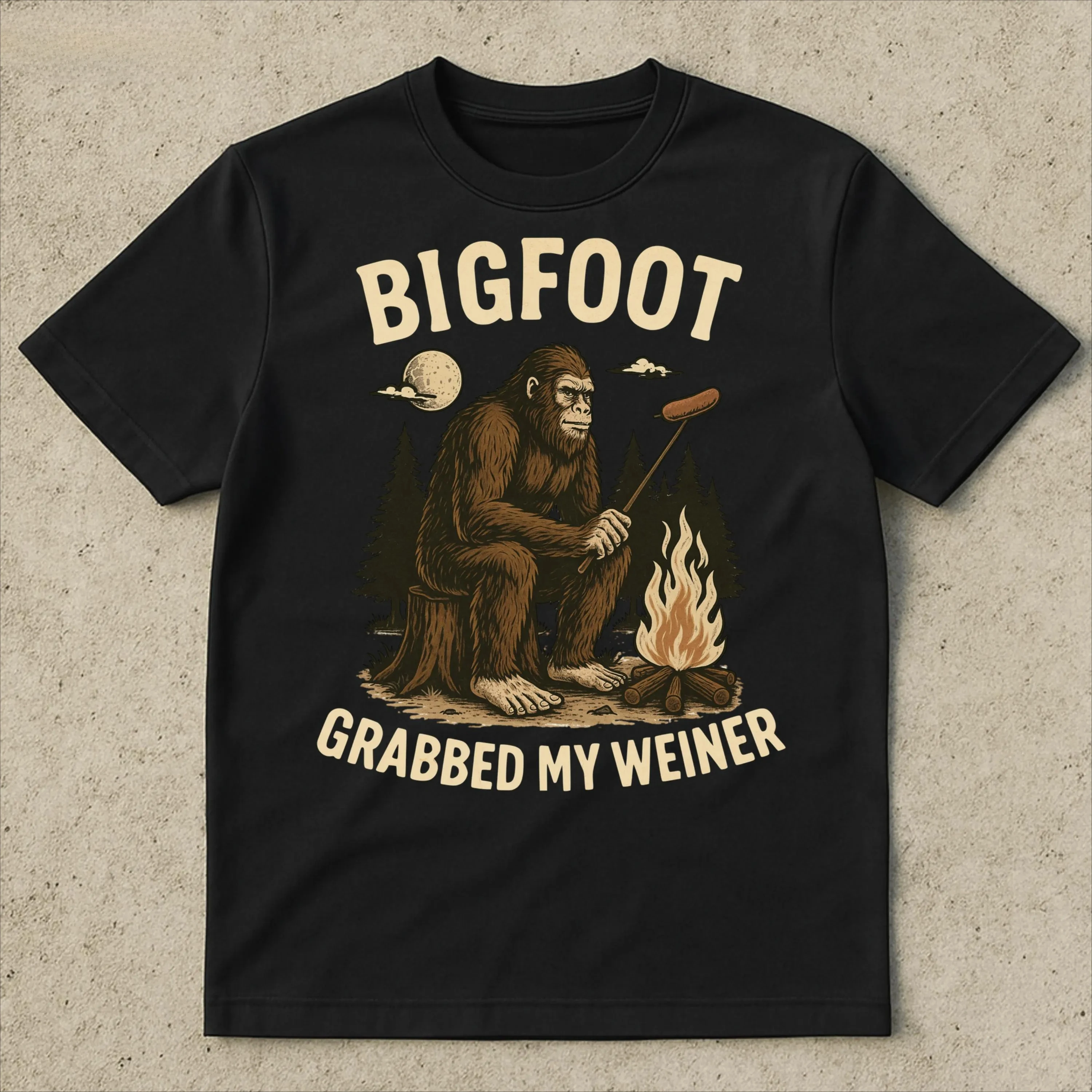 قميص Bigfoot Grabbed My Weiner قميص المعسكر Sasquatch تي شيرت Bigfoot قمصان الغابات الوطنية قميص التخييم قميص الأبالاتشيا #1