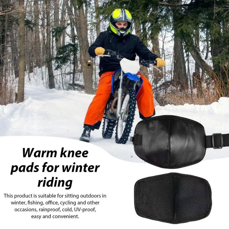 Knee Warmers For Women PU Leather Warm Knee Sleeve Thickened Lining Anti Slip Design Winter Outdoor Knee Brace For Cycling