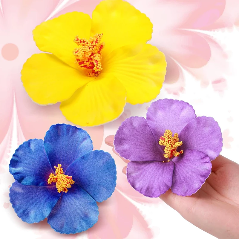 5/10 Stück künstliche Blumen, 9 cm, künstliche Blumen, Sommer, Hawaii, tropischer Strand, Geburtstagsfeier, Hochzeit, Tischdekoration, DIY-Haardekoration – Detail 3