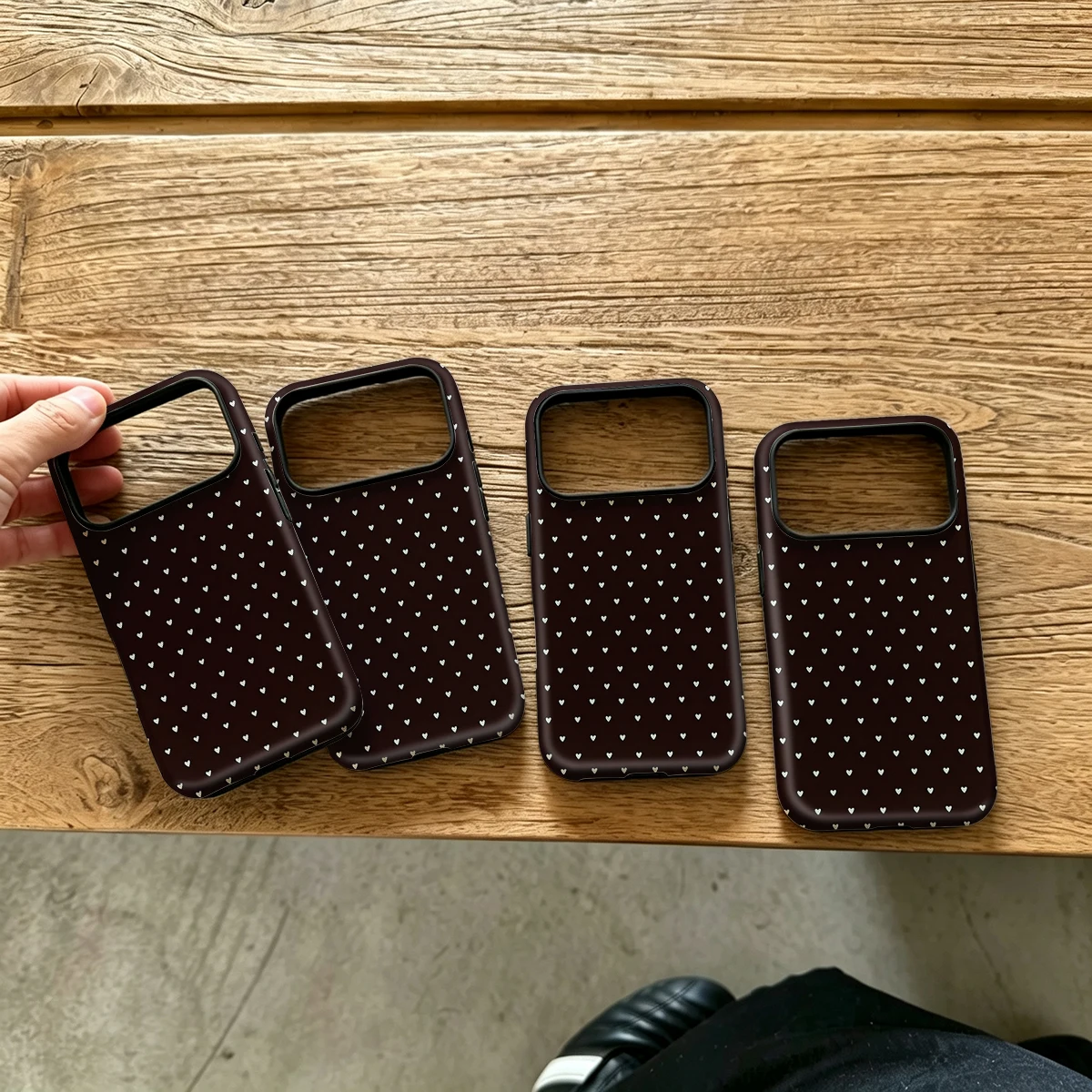 Brown Cream Mini Hearts Hard Shock-Absorption Phone Case For Samsung Galaxy S26 S25 Ultra S24 S23 Plus 2-in-1 Protective Cover