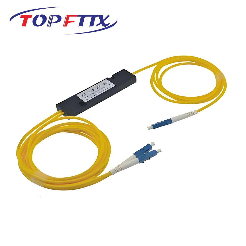 1x2 Fiber Optic FBT Splitter, 50% Average Sharing Coupler SC/UPC SC/APC LC/FC Connector, SM G652D 1 Meter, Yellow LSZH