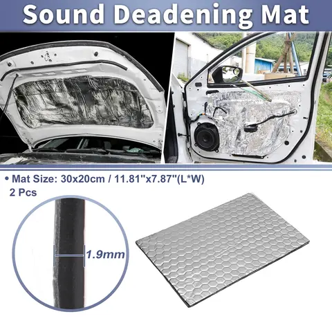 UXCELL 2 pezzi 1.9mm tappetino fonoassorbente gomma butilica tono argento esagonale calore fonoassorbente isolamento tappetino fonoassorbente 30X20 cm