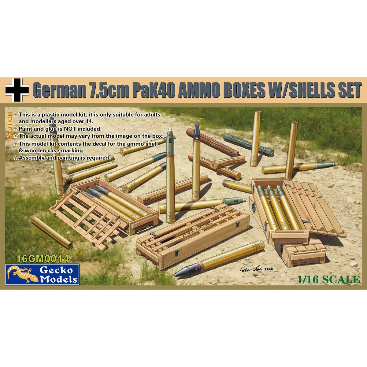 

Gecko Models 16GM0014 1/16 German 7.5cm PaK40 AMMO Boxes w/Shells Set - Scale Model Kit