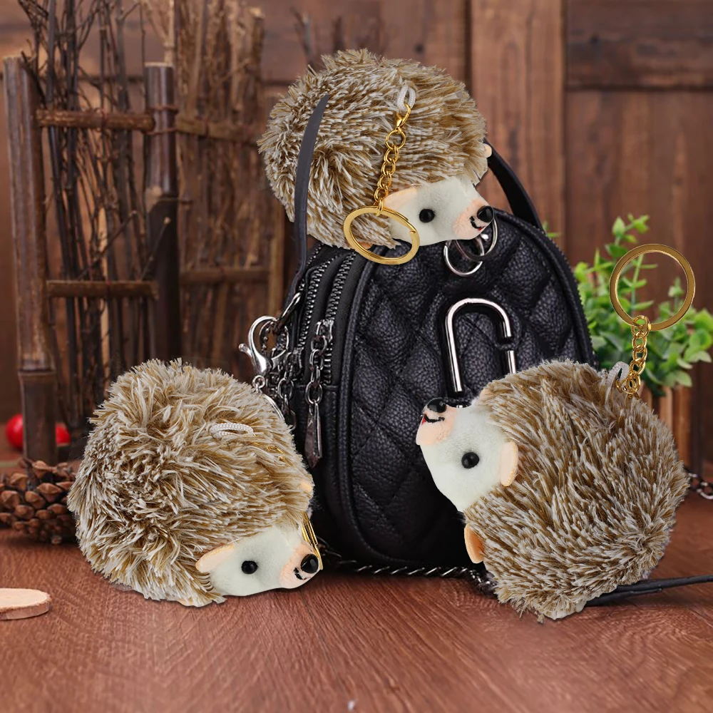 Car Keyring Women Car Keychain Auto Accessories Car-Styling Creative Gift Plush Hedgehog Keychain