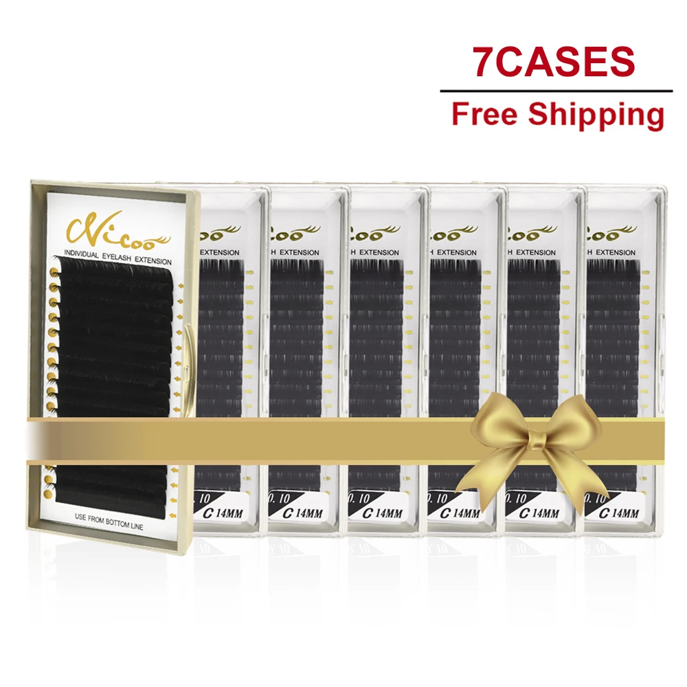 7Cases/Lot 8~16mm Mix Eyelash Extension Natural Soft Premium Matte Black Individual Fake False Eyelashes Makeup Wholesale Cilios