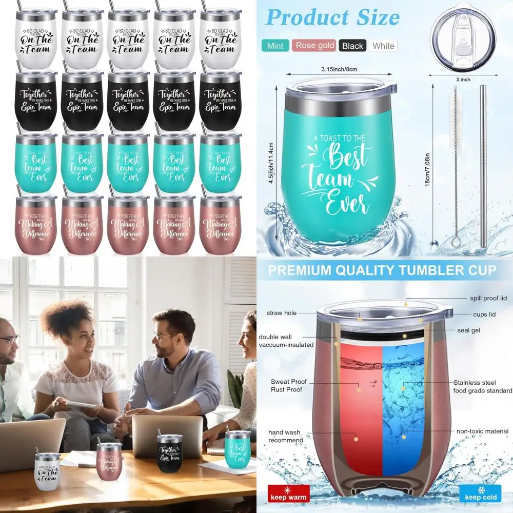 

Team Appreciation Gifts - 12 oz Insulated Wine Tumbler for Colleagues - Thank You Present for Men and Women