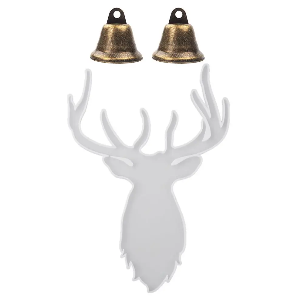 

Christmas Unique Silicone Mold Lovely Bell Pendant Xmas Deer Head Mold DIY Decorations Lightweight Festive Accessories
