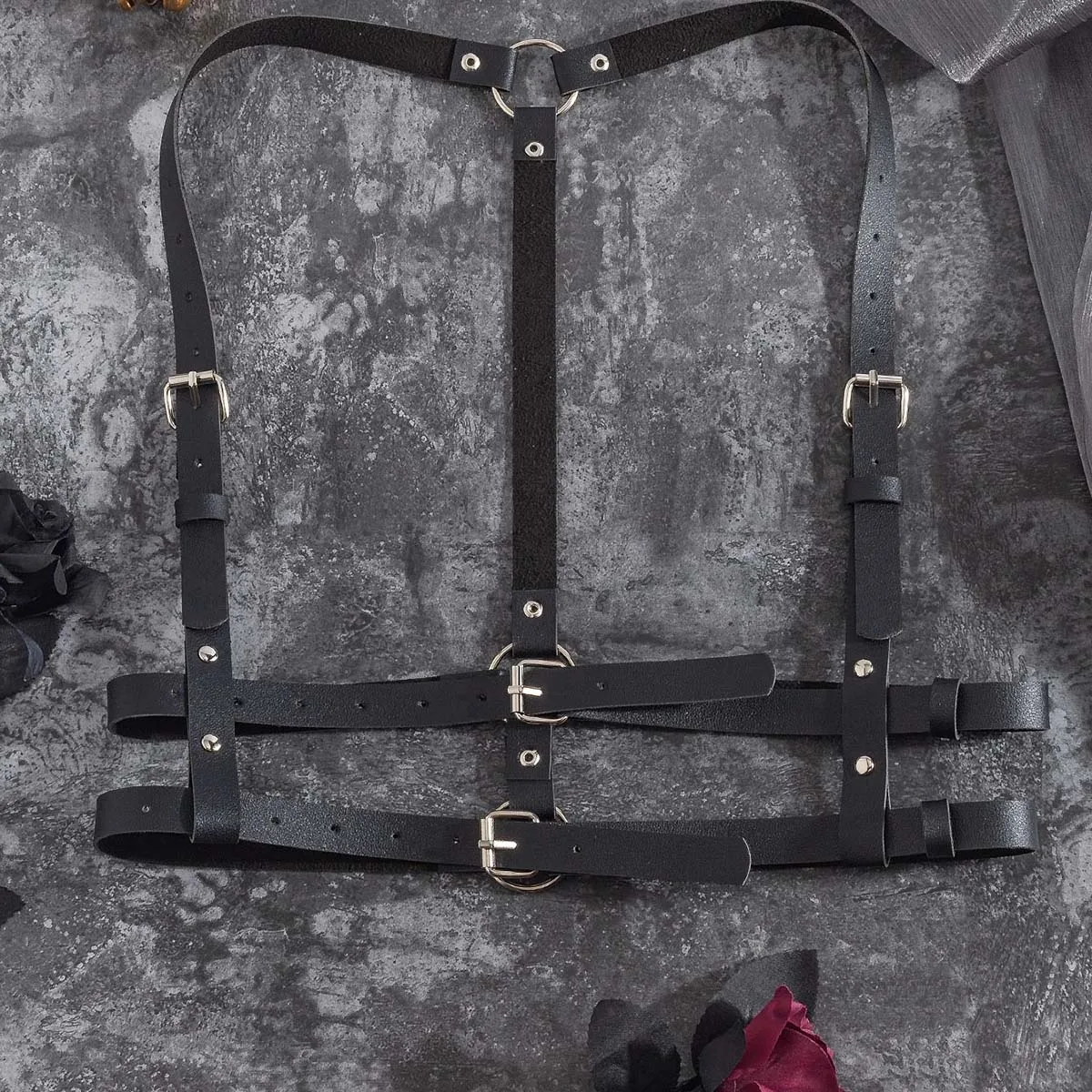 Women Fashion Harness Pu Leather Adjustable Studded Decor Harness Belt Fetish Clothing Bondage lingerie chest harness